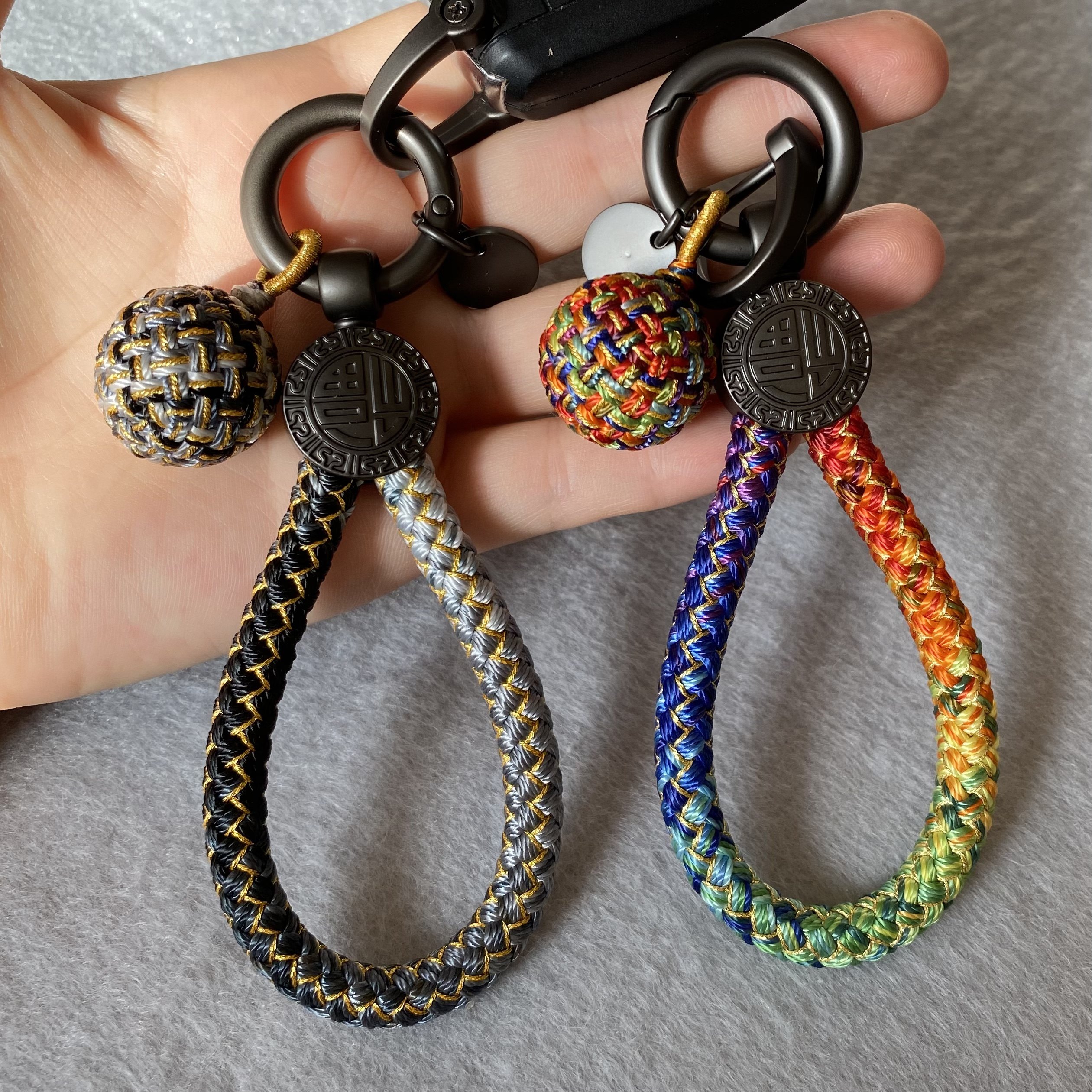 成品精工渐变龙鳞钥匙绳锦鲤手绳福字车钥匙扣挂饰礼物