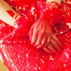 2016新款婚纱手套短款新娘结婚大码夏季白红色蕾丝影楼拍照手套女