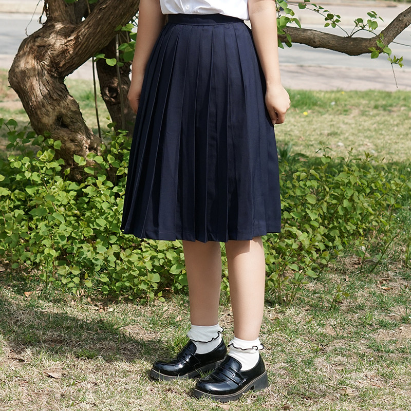 日系不良jk制服裙中裙60cm 纯色学院风高腰百褶裙校服半身裙 拍照