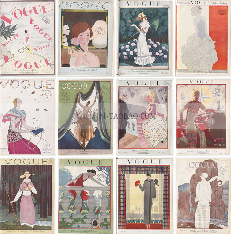 vintage复古vogue1924年旧杂志图片junkjournal手账电子设计素材设计