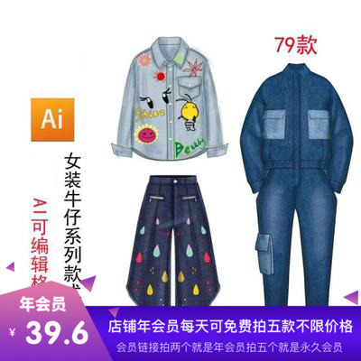 91女装牛仔外套款式图素材AI矢量图服装设计素材设计师手稿图在类目 商务/设计服务, 设计服务, 设计素材/源文件中 - 来自Buy2taobao.com提供专业的淘宝代购服务