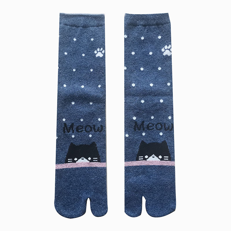 日式中长筒羊毛二趾袜两指分夹脚足袋木屐加厚保暖棉袜子男女款式