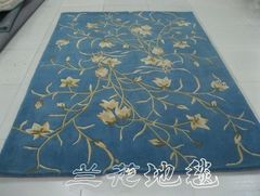 高档手工纯羊毛地毯客厅茶几地毯卧室现代蓝色小花定制1.4*2米特