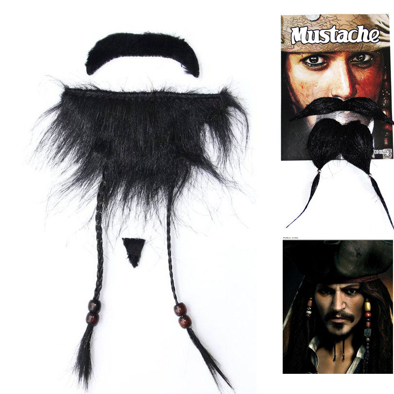 cos假胡子黑色海盗胡子假胡须 小辫子杰克胡子加勒比海盗胡子