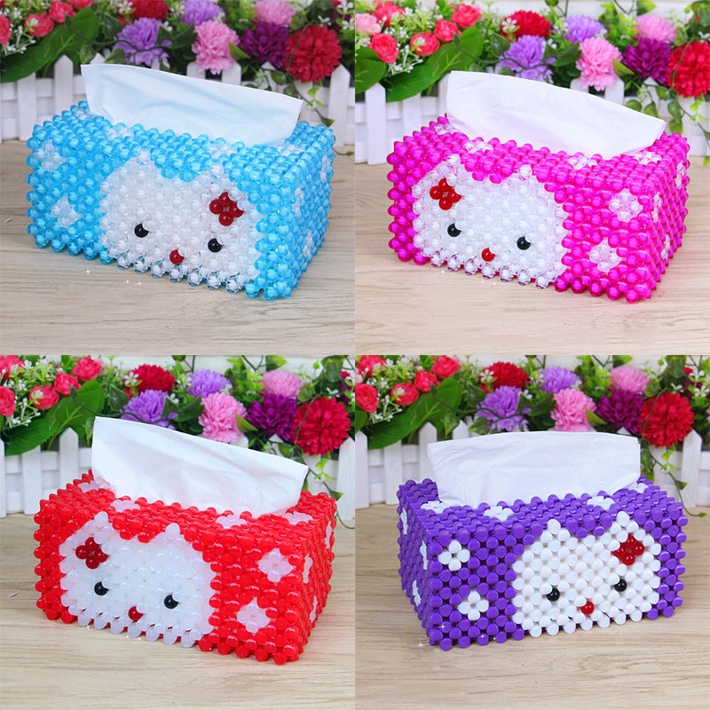 diy手工串珠kt猫纸巾盒材料包 抽纸巾盒散珠子果冻珠亚克力四面珠