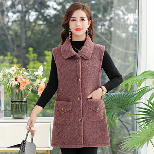 特价马甲女春秋女士马夹外穿中年妈妈羊羔毛颗粒绒中长款坎肩外套