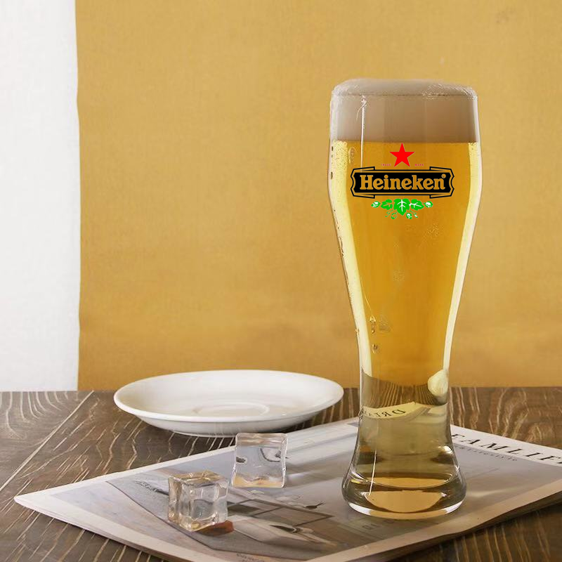 喜力啤酒杯商用heineken创意玻璃啤酒杯加厚耐热小麦啤酒杯可定制
