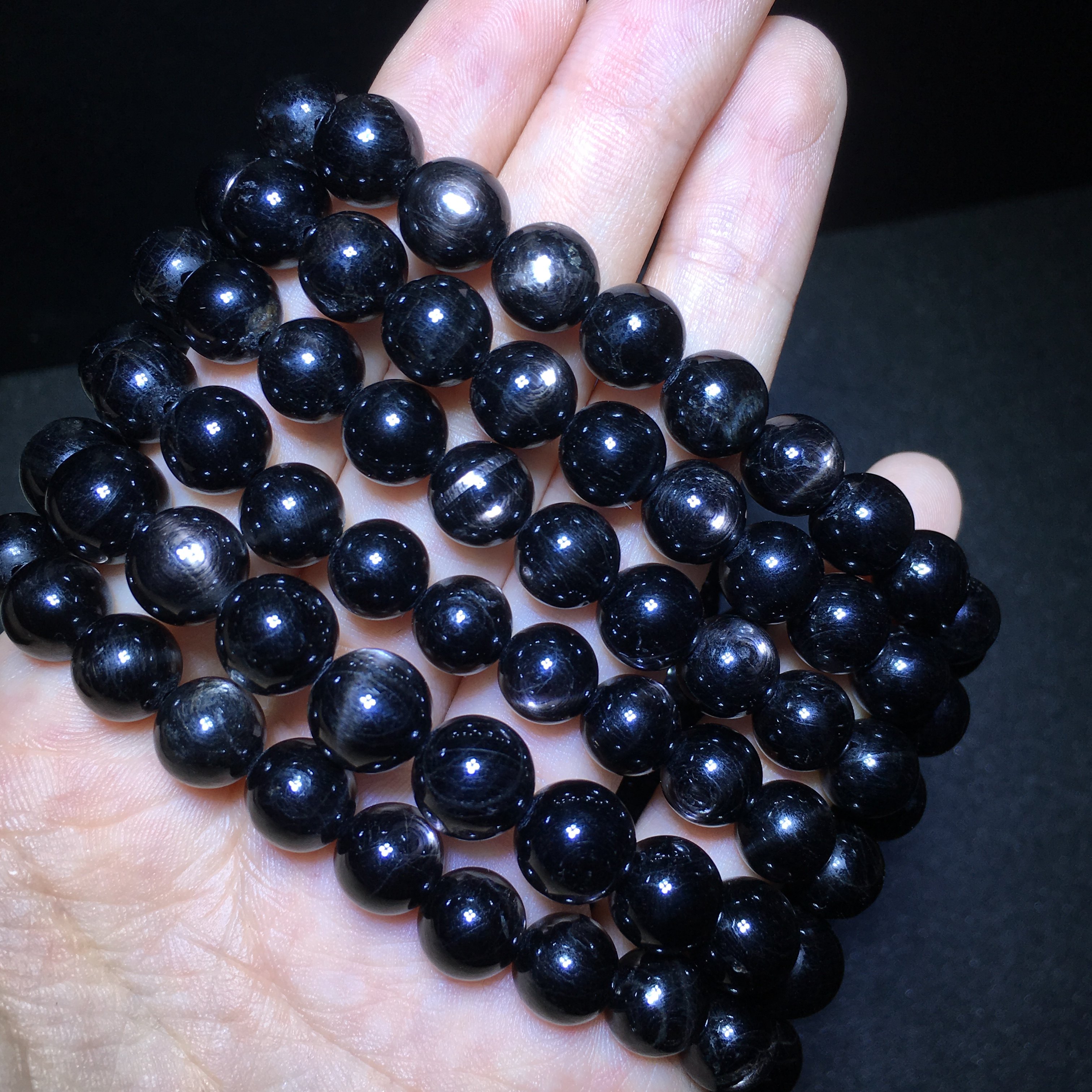 纯天然黑银线手链紫苏辉石金运石又称顽火辉石金银线银矿手串辟邪