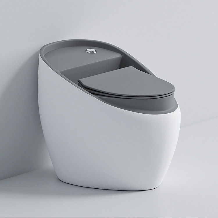 卫生间新款圆形马桶个性蛋形轻奢灰色虹吸式无水压限制坐便地排水