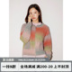 RPB BRAND韩系复古学院风彩色圆领拉链针织衫夹克短款毛衣外套女