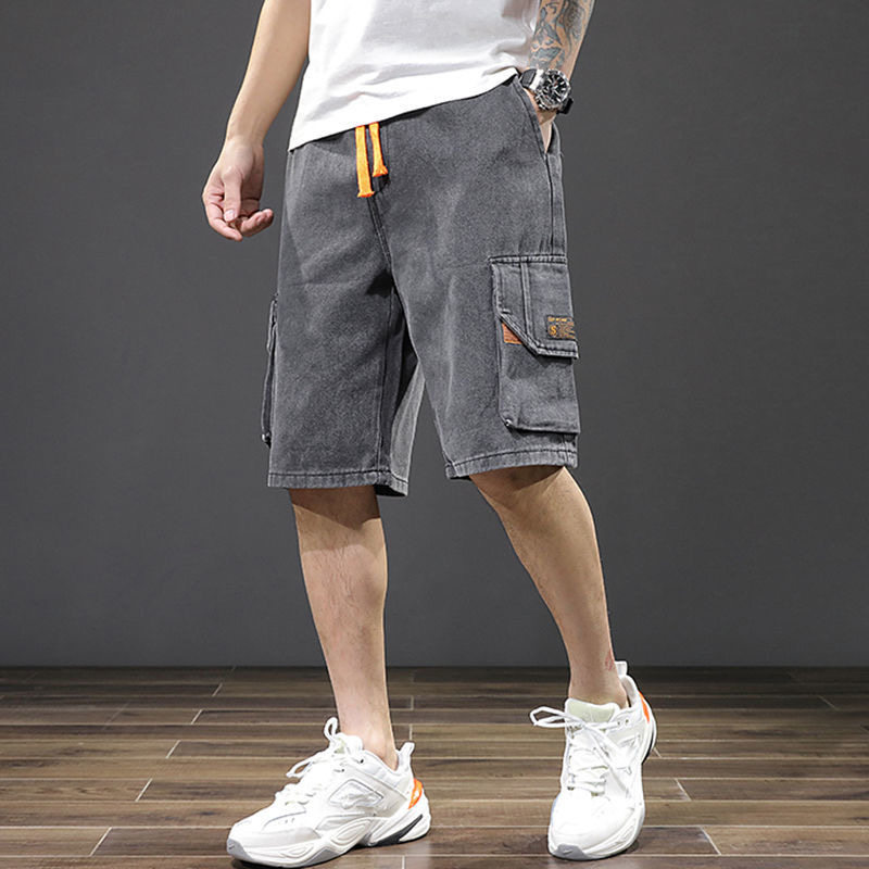 复古水洗牛仔短裤男士宽松潮流穿搭2021夏季工装五分裤子男生中裤