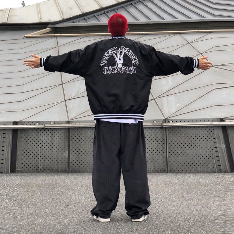 gls新品美式西海岸刺绣宽松防风时尚简约黑蓝色棒球服夹克秋冬男