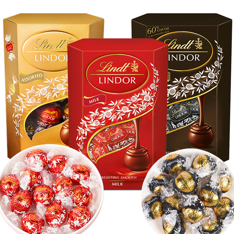 意大利Lindt瑞士莲软心牛奶70%特浓黑巧克力分享装200g16粒特价