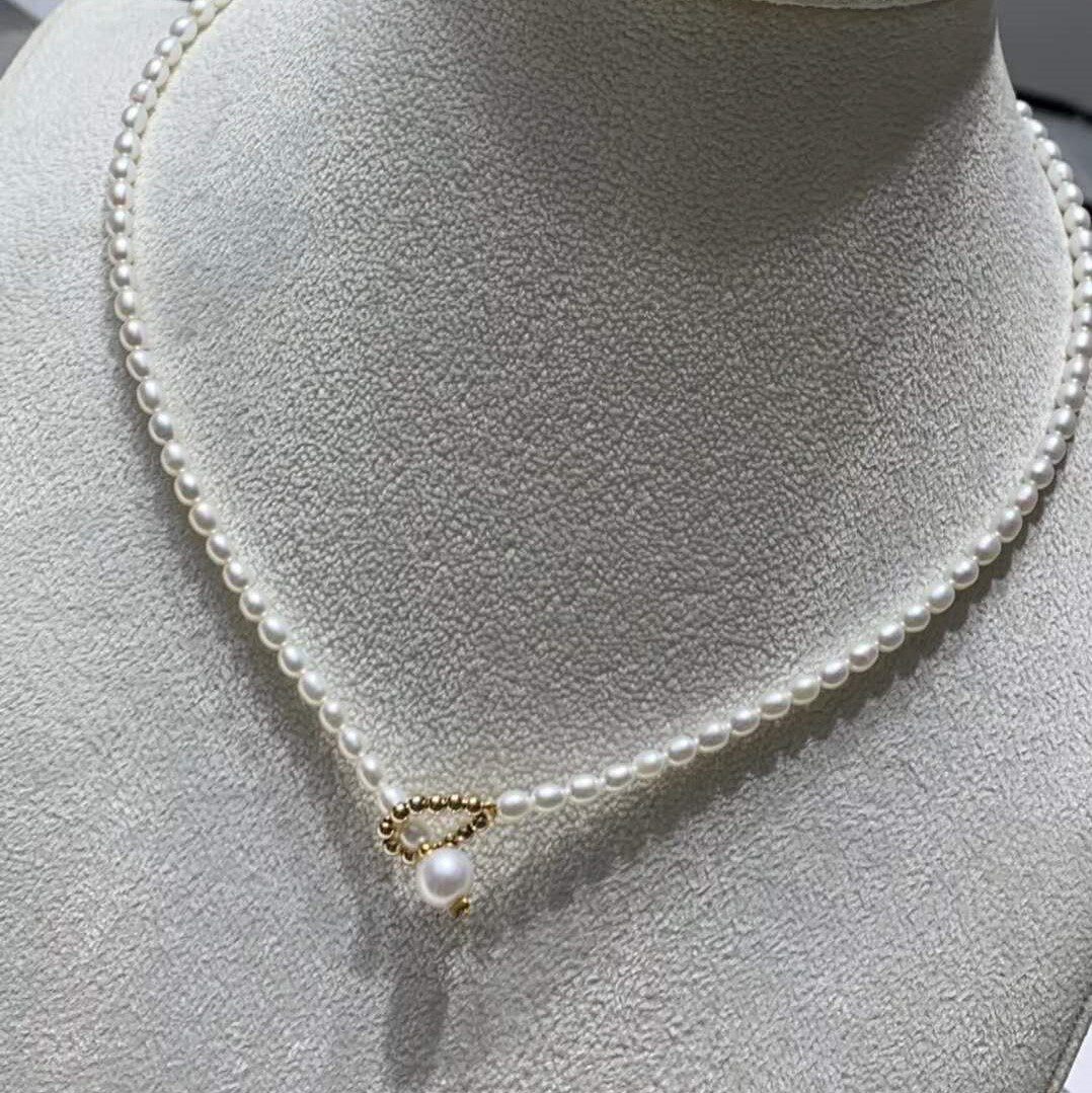 天然淡水扁形珍珠 复古镶钻 u型小发簪