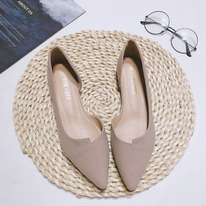 简约夏季鞋子2022新款韩版浅口单鞋仙女侧空尖头工作鞋浅色平底鞋