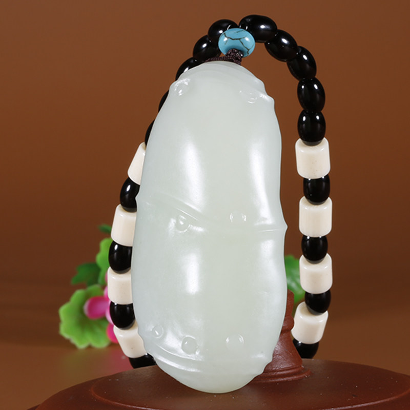 和田玉羊脂白玉节节高升把件90.53克