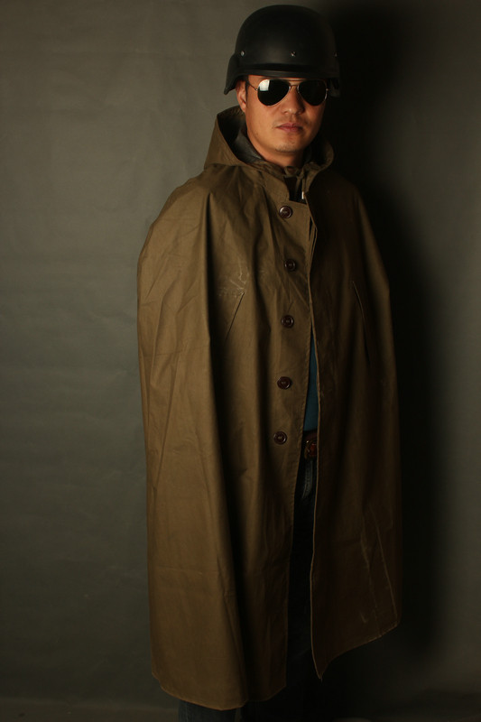 军迷收藏正品老货雨披65式斗篷雨衣防雨双面骑行水衣多用军迷披风