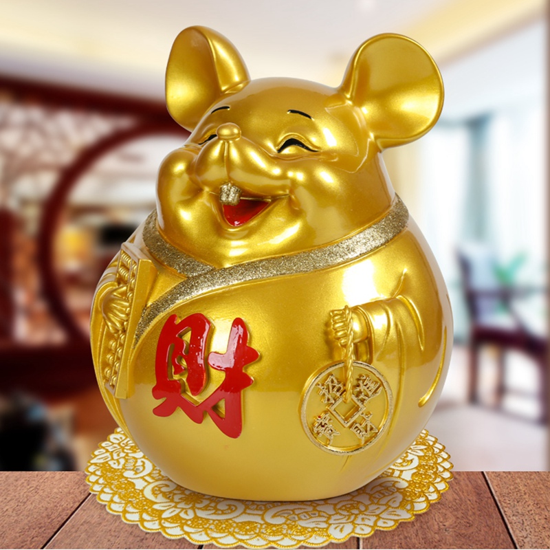 老鼠钱罐招财鼠存钱罐鼠年可取只进不出超大号开业摆件硬币储蓄罐