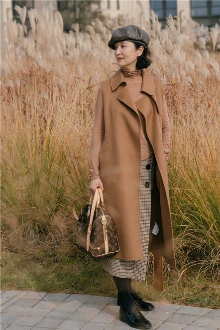 一折三件套女装冬季_三木穿搭羊毛马甲外套女中长19冬季新款驼色内搭