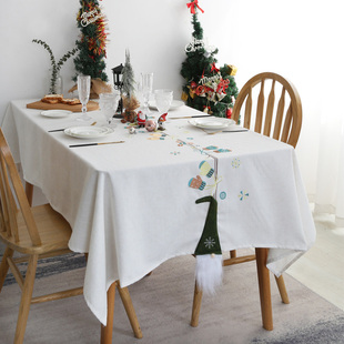 圣诞节美式棉麻布艺餐桌茶几节日装饰样板间家用长方桌布盖巾台布