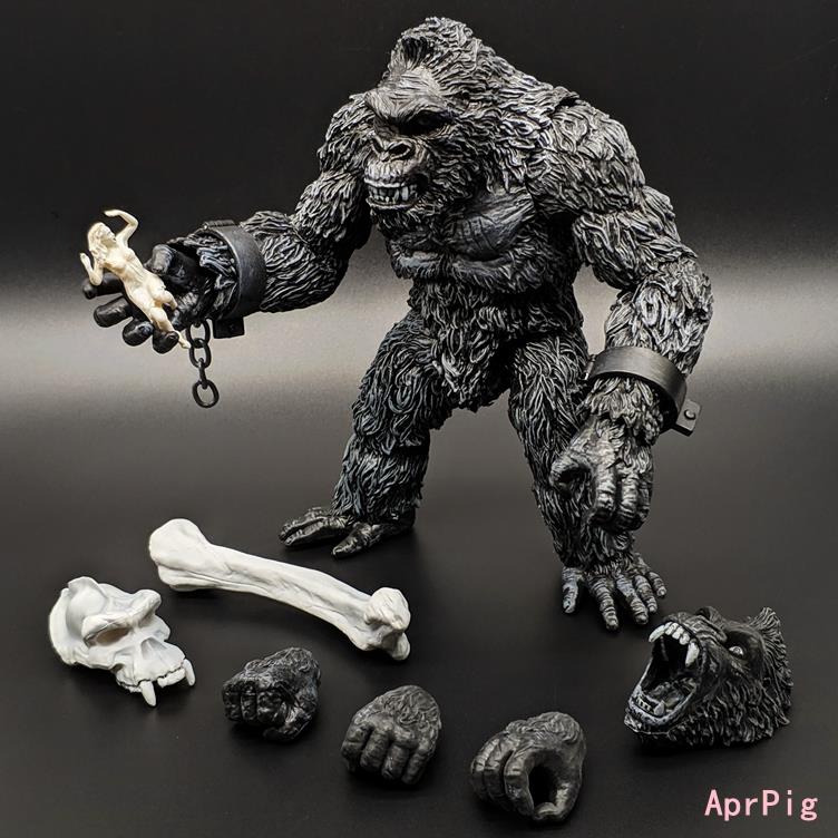 大金刚手办kingkong7寸哥斯拉骷髅模型黑猩猩玩具可动