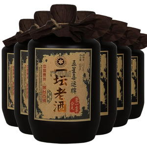 贵州 五星喜运牌一坛老酒收藏封坛52度500ml*6瓶装浓香酒特价