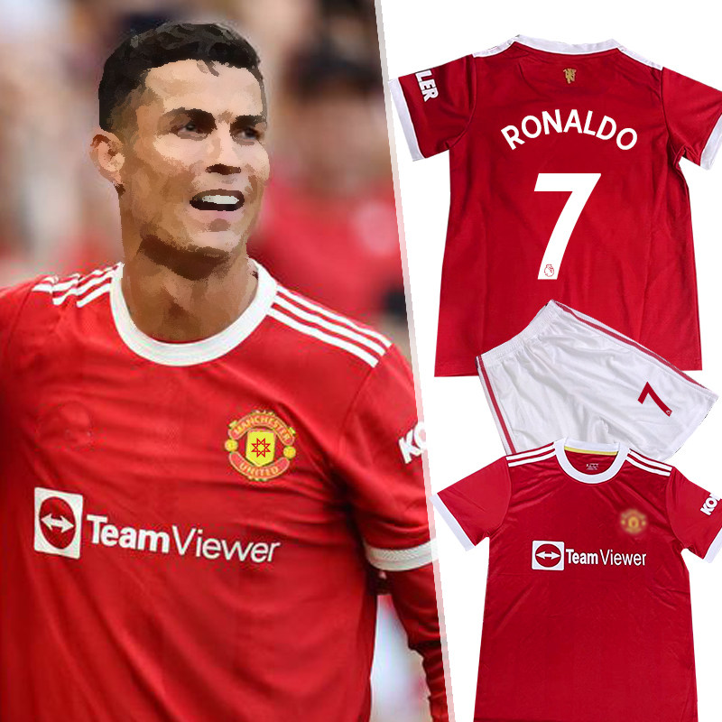 力曼联主场球衣7号c罗足球服套装男定制欧冠队服短袖儿童训练服装