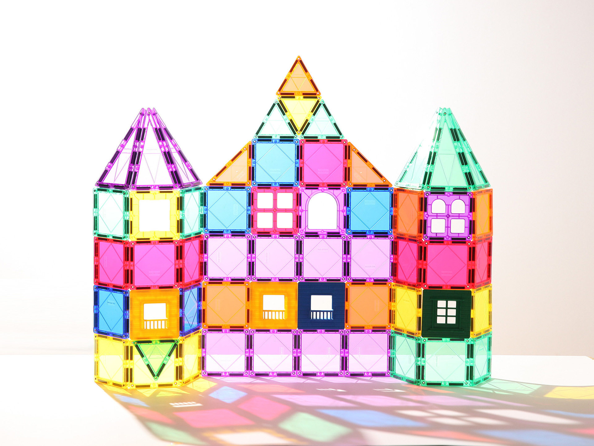 彩窗透明磁力片积木儿童益智玩具百变提拉磁性构建片拼装散件套装