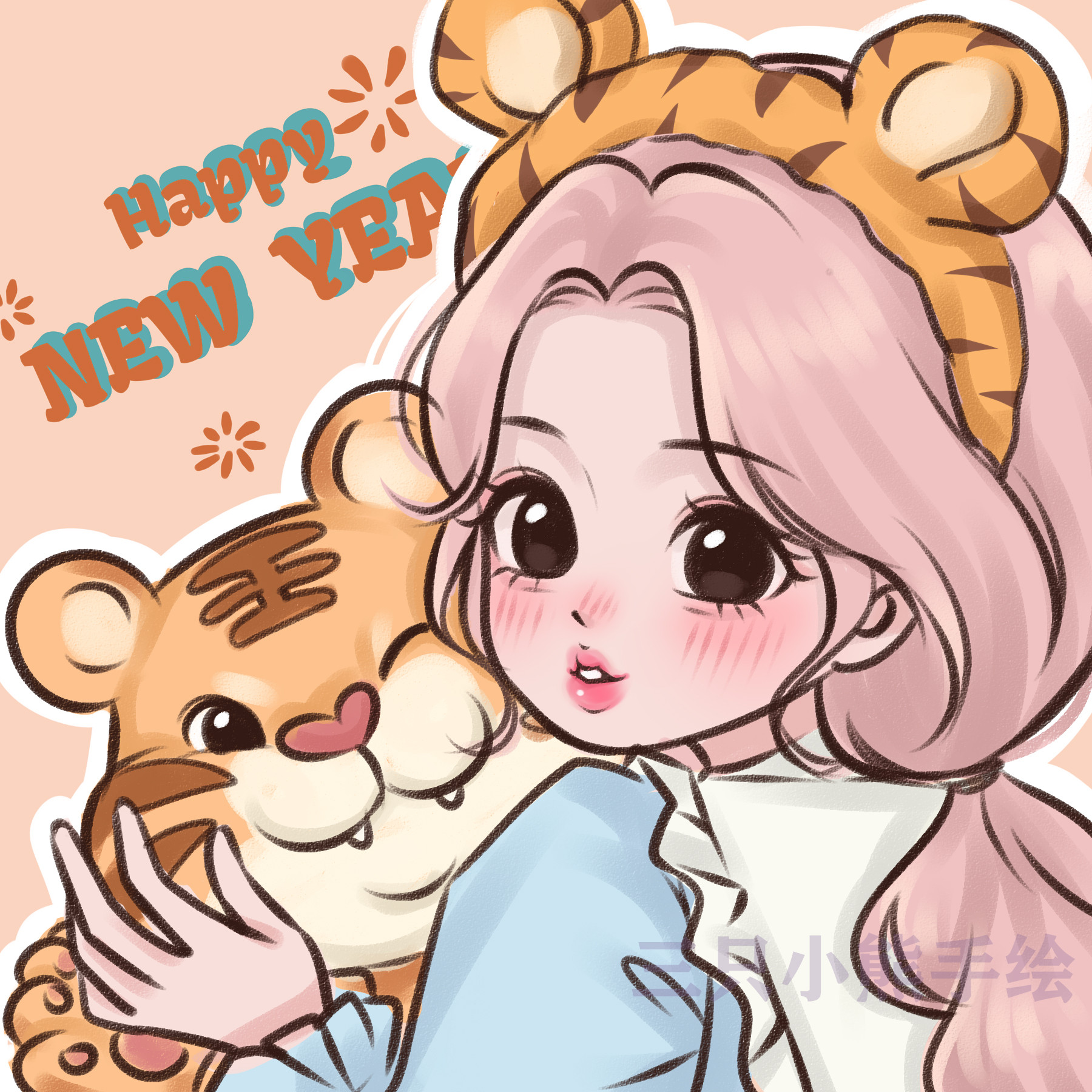 手绘头像定制情侣宠物画画真人照片转卡通约稿may风设计q版请柬图