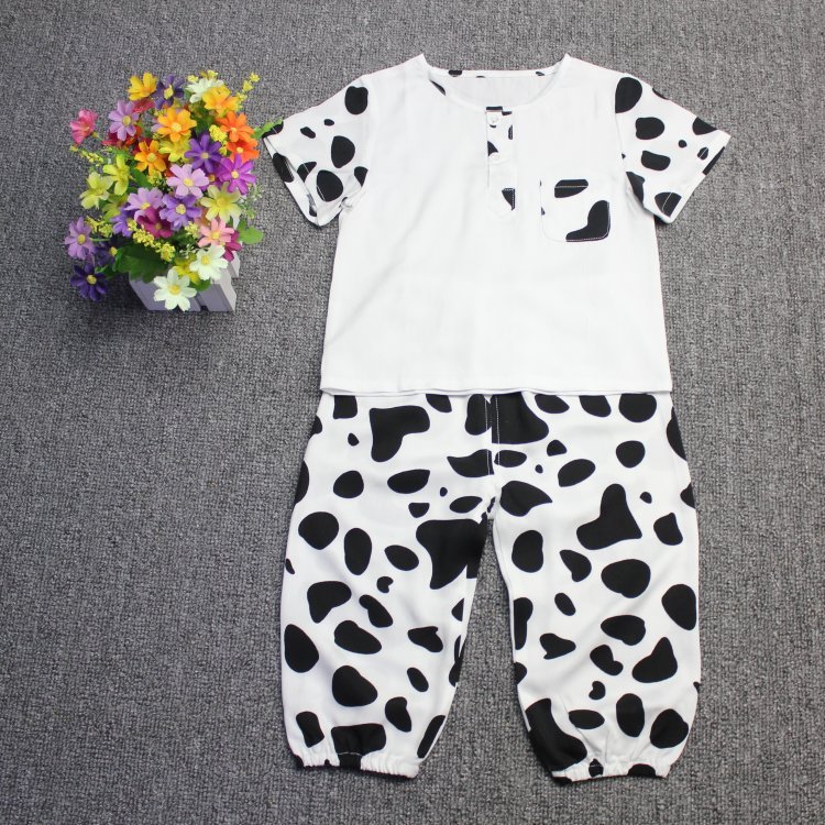 summer children baby Cotton silk suit Men and women tracksuit Artificial cotton Cows pajamas TSUMUGI Short sleeved Lantern trousersin the Children/Baby/Family fitted , Set category - from Buy2taobao.com to provide professional Taobao agent buy service