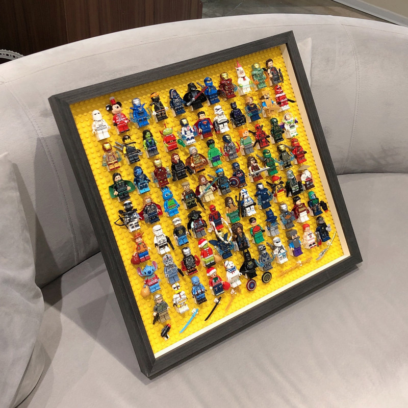 拼装儿童玩具人仔小人乐高积木墙面展示收纳盒抽抽乐装饰相框挂画