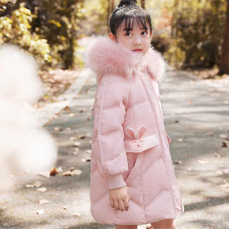 儿童羽绒服女宝宝中大童冬季女孩外套厚女童羽绒服中长款2020洋气