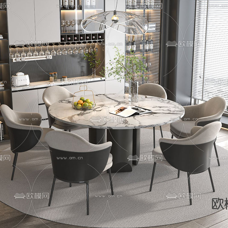 现代简约轻奢系列家居餐厅新款设计精美大理石餐桌椅组合家用饭桌