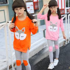 童装女童卡通套装2016新款春秋款韩版儿童纯棉运动长袖两件套卫衣