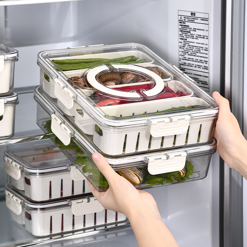 新款保鲜盒冰箱分装收纳储物盒塑料加厚可冷冻沥水保鲜盒冰箱专用