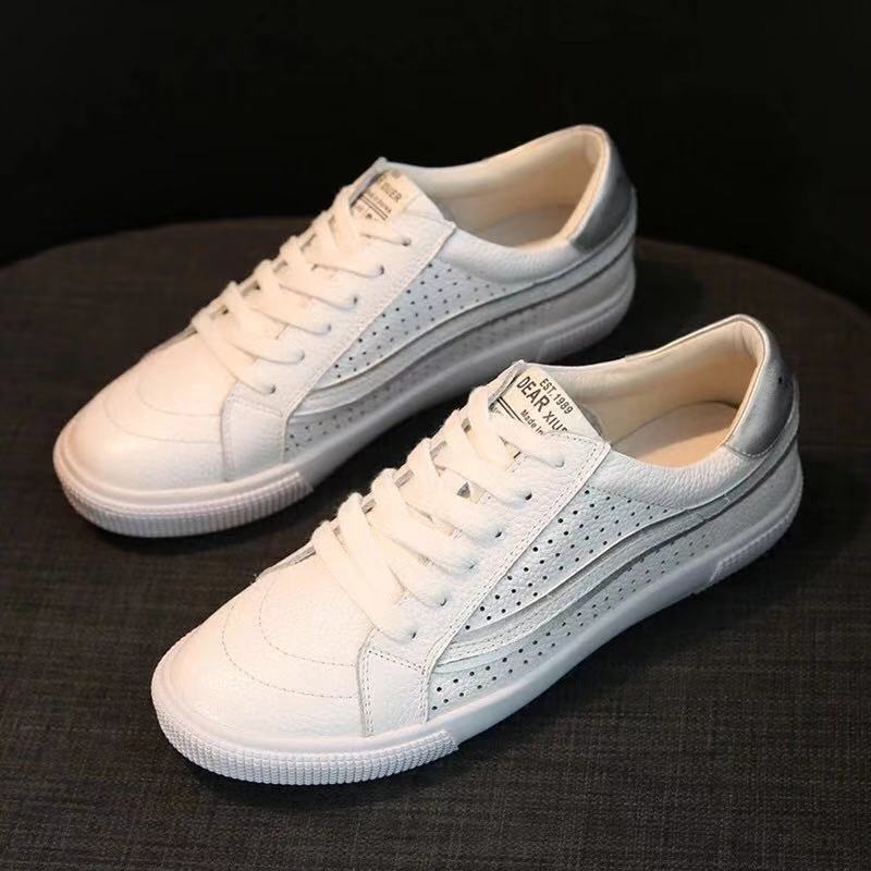 The first layer cowhide White shoes 2020 Spring and summer new pattern Shallow mouth Flat bottom Harajuku motion leisure time student skate shoesin the Women's Shoes, Low shoes category - from Buy2taobao.com to provide professional Taobao agent buy service