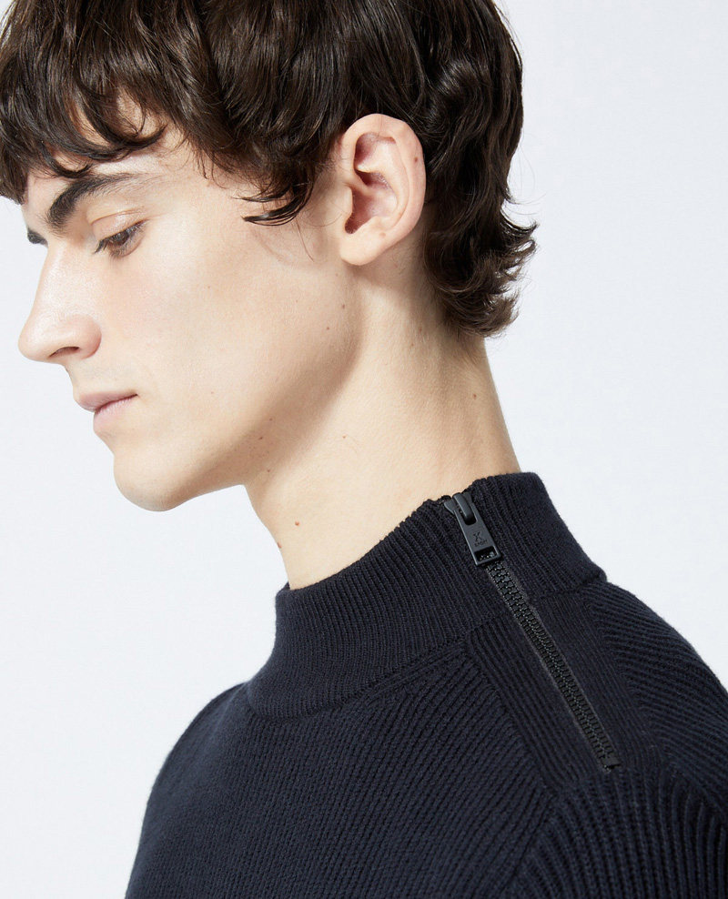 法系tk 男款 徽标袖章肩部拉链半高领羊毛混纺毛衣  q642