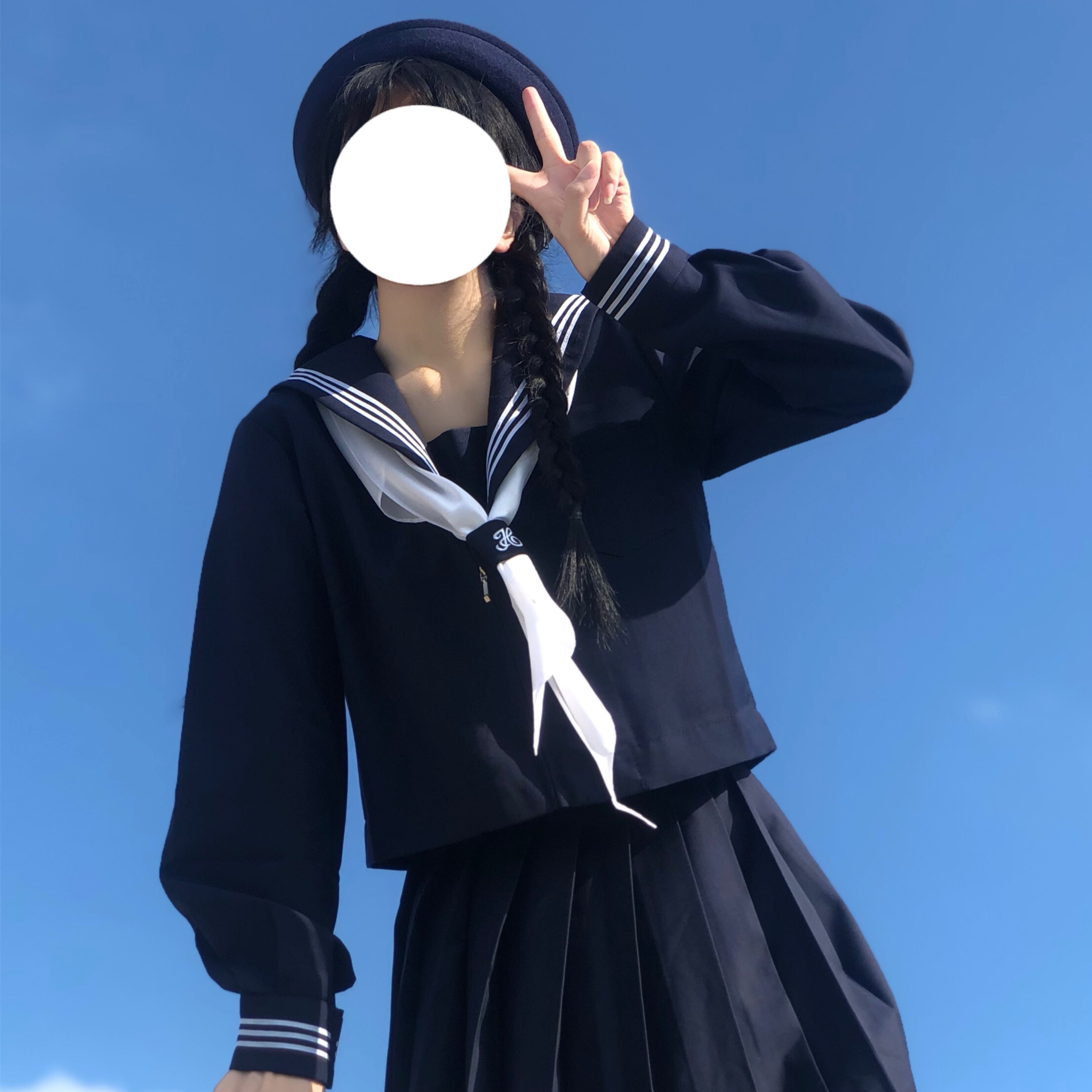 绀三本正统jk制服基础款正版套装全套校供中间服大码水手服班服