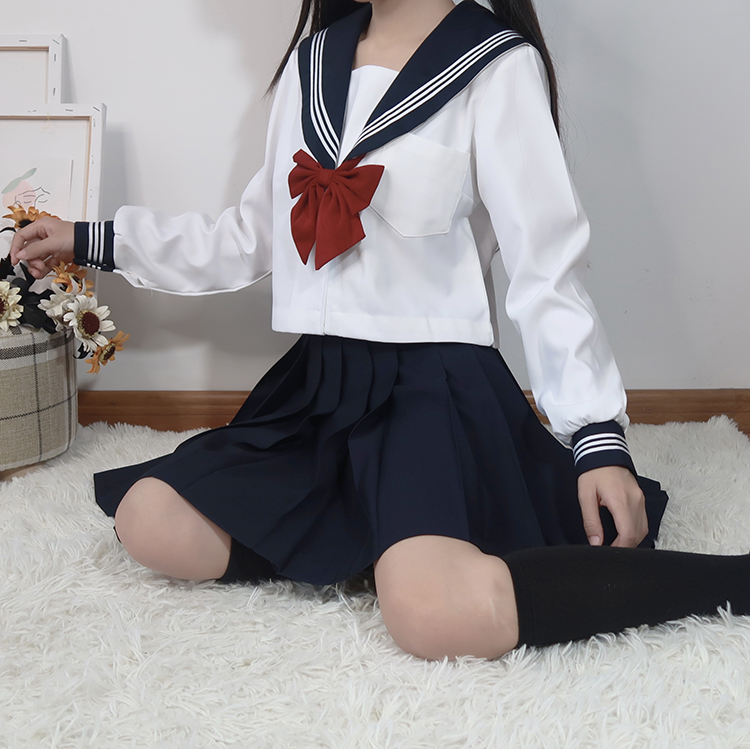 jk制服裙正版白三本基础款水手服学院风长裙套装全套大码正统制服