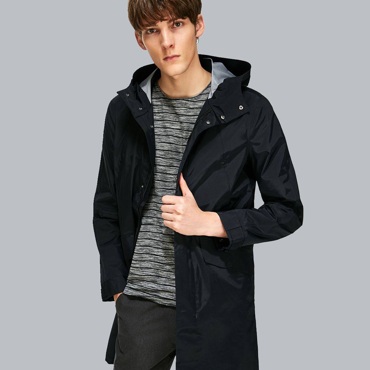 selected思莱德防风连帽抽绳男休闲中长款风衣417321517_4折现价599元