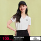 v区绫致Vero Moda T恤女2024春夏学院风字母印花V领修身罗纹上衣