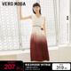 t区绫致Vero Moda2023秋冬通勤风V领印花渐变编织腰带无袖连衣裙