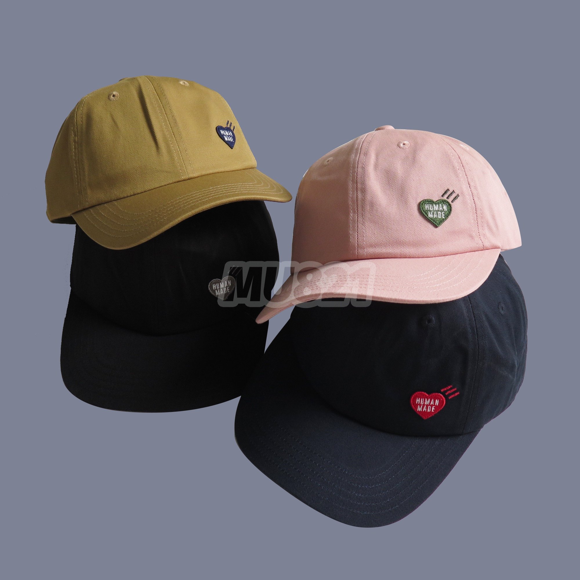 mu821现货 human made heart cap纯色刺绣小爱心logo弯檐棒球帽子