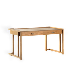 【春沐家】原创设计 白橡书桌 橡木书桌 黑胡桃工作台 实木家具