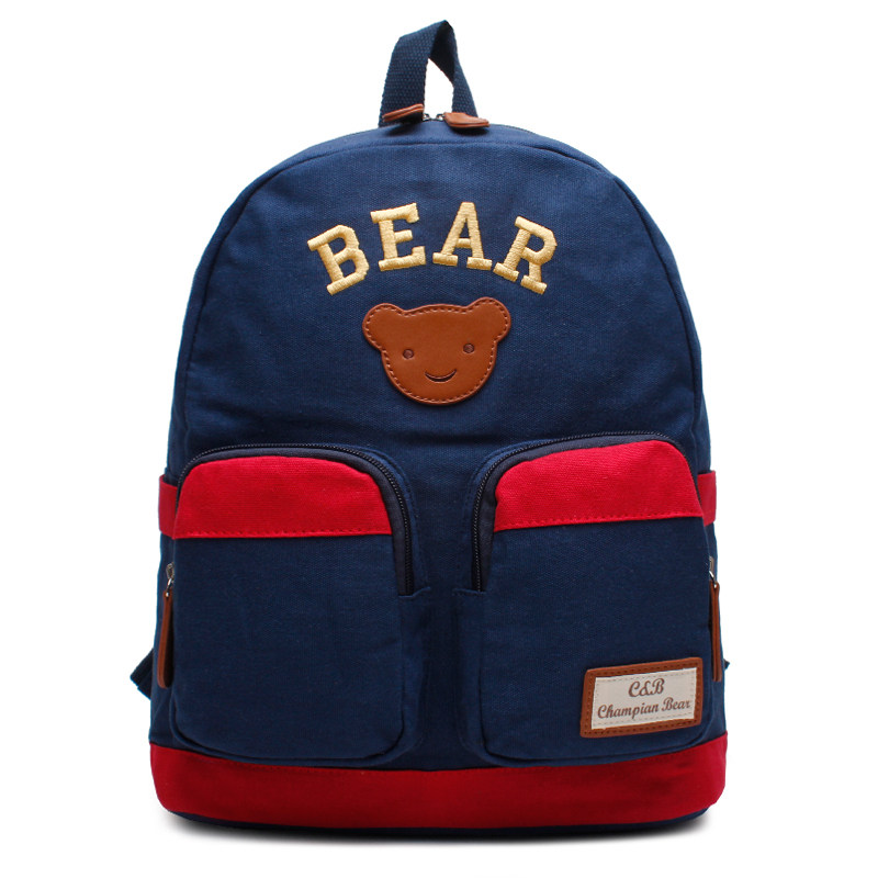 儿童书包幼儿园男女背包冠军小熊韩版书包小学生帆布旅行背包春游