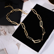 French thick chain necklace female European and American fashion ins blogger with the same cold wind titanium steel clavicle chain accessories trend