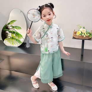 女童夏款套装中国风六一儿童表演服改良唐装女宝宝新中式古风汉服
