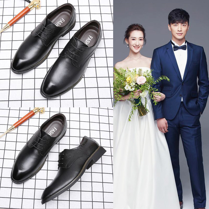 2022款新郎结婚拍婚纱照礼鞋英伦春天商务休闲皮鞋男士配西装伴郎