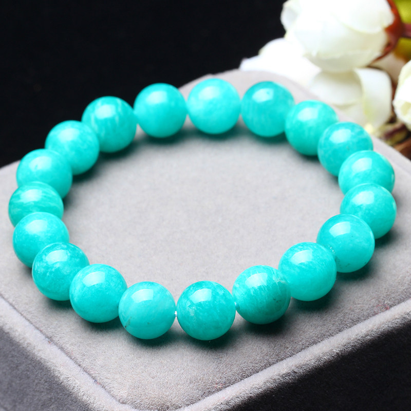 天然冰种天河石10.5mm手链 32.29克 02572