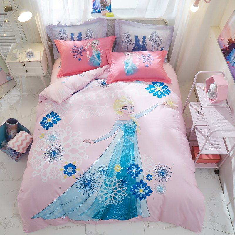 靓妆家纺旗舰店的优惠券大全—艾莎公主纯棉床上用品四件套女孩床单